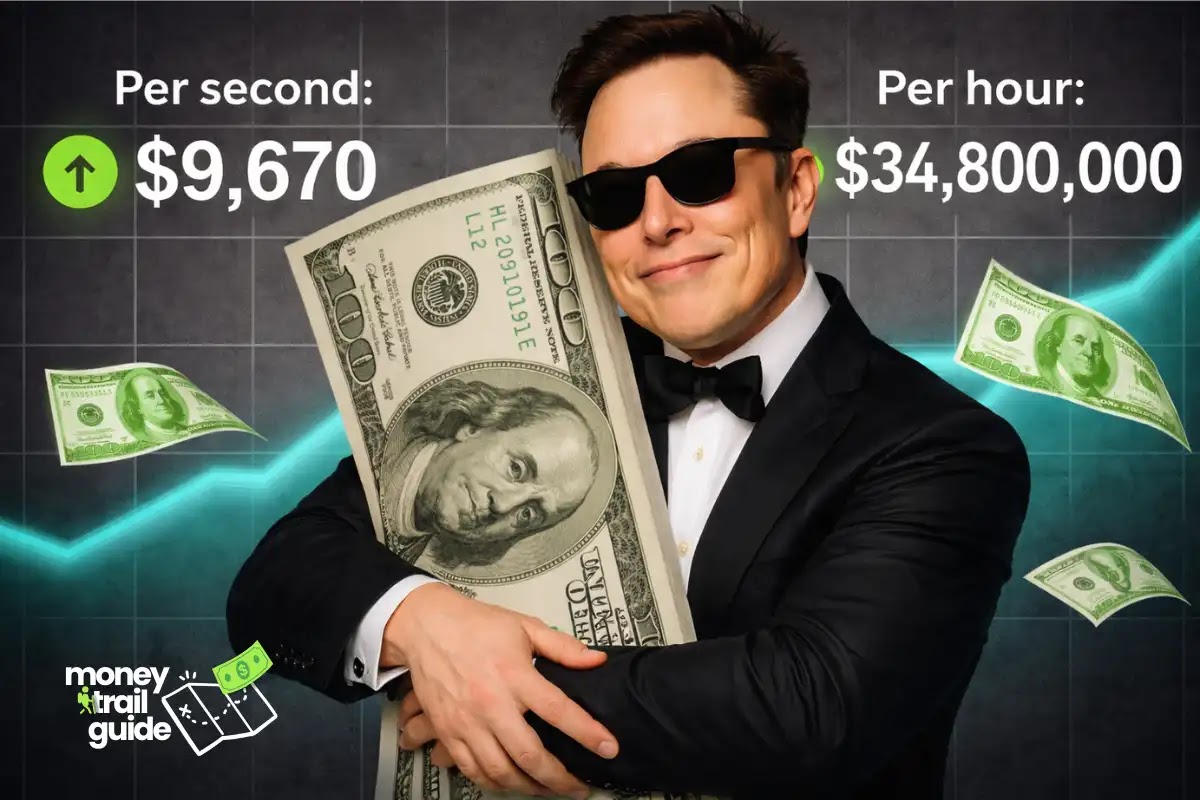 How much money does Elon Musk make a second?
