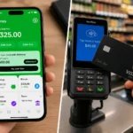 A smartphone displaying how does cash app afterpay work alongside a physical Cash App Visa Card
